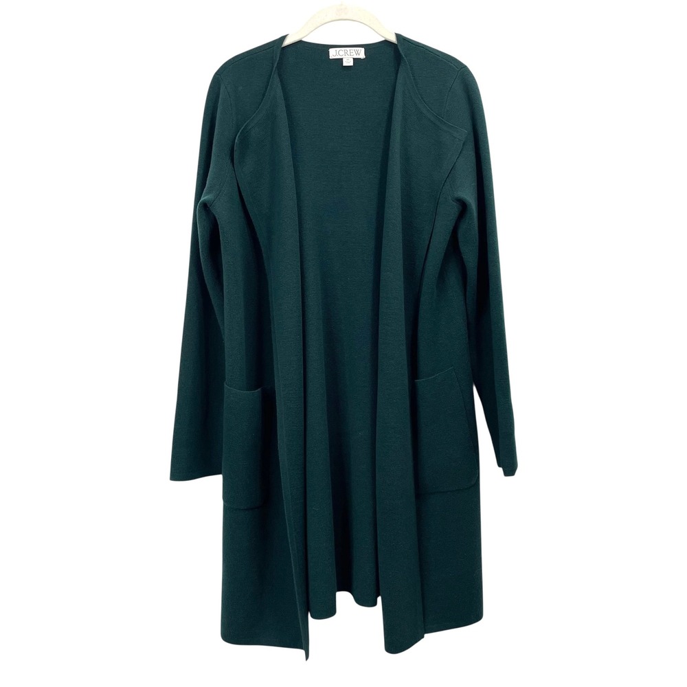J.‎ Crew Juliette collarless wool blend knit sweater blazer Size XS forest green